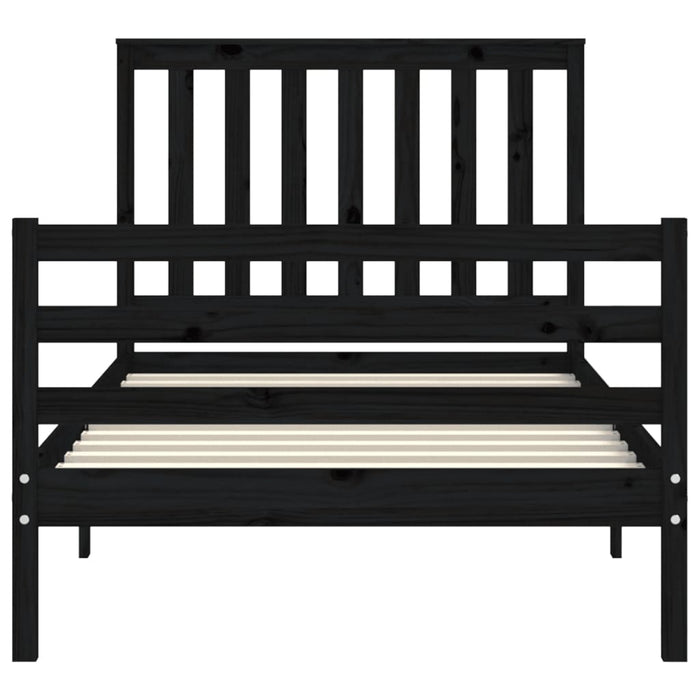 Massivholzbett mit Kopfteil Schwarz 100x200 cm