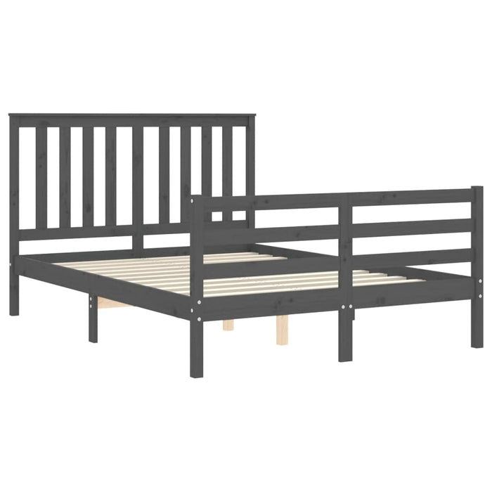 Massivholzbett mit Kopfteil Grau 120x200 cm