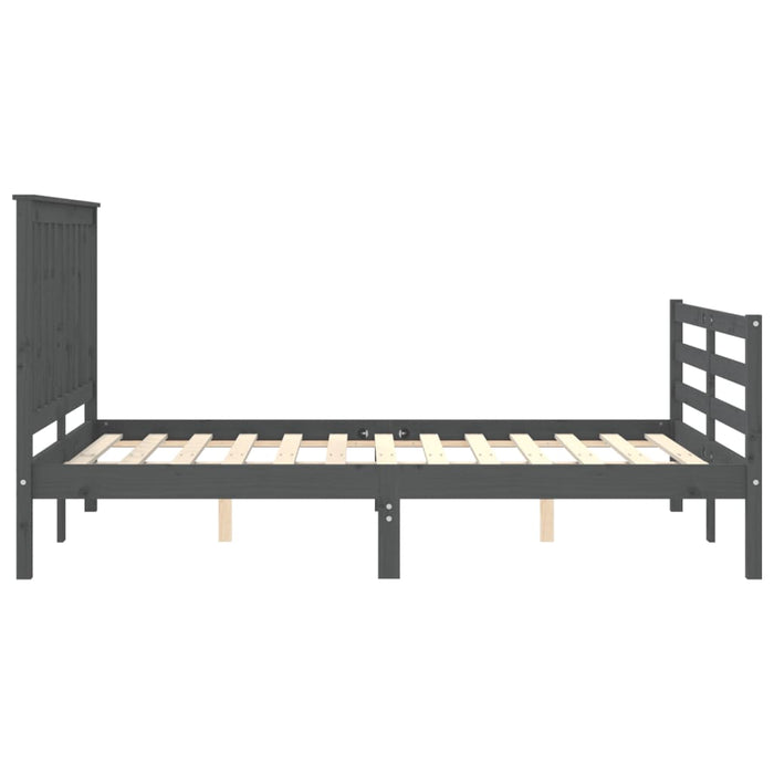 Massivholzbett mit Kopfteil Grau 120x200 cm