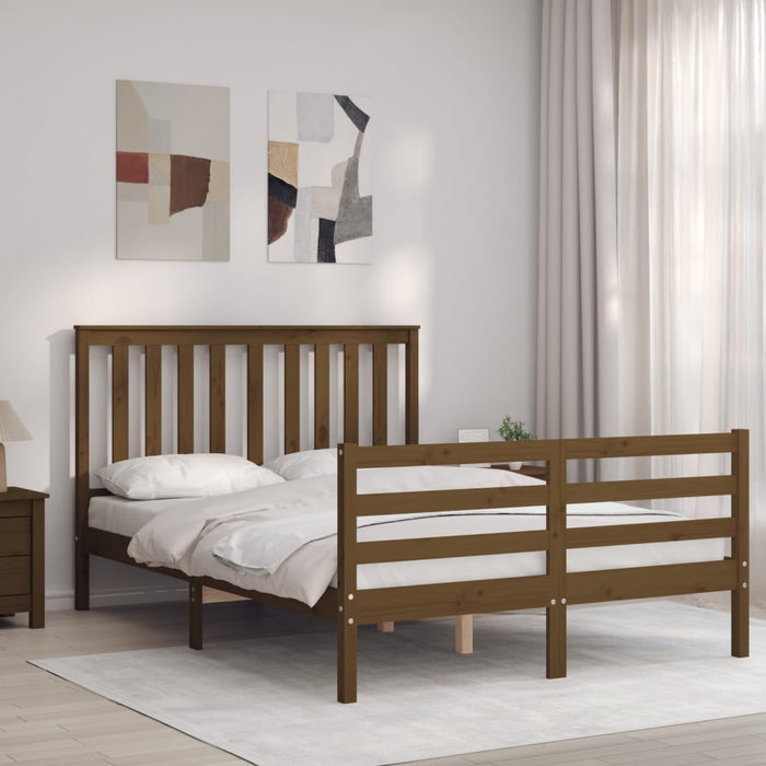 Massivholzbett mit Kopfteil Honigbraun 120x200 cm