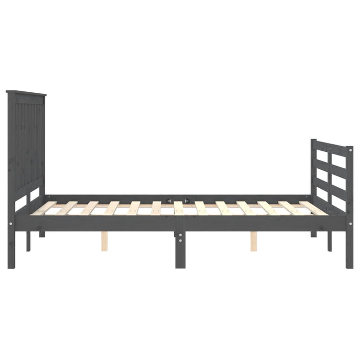 Massivholzbett mit Kopfteil Grau 140x200 cm