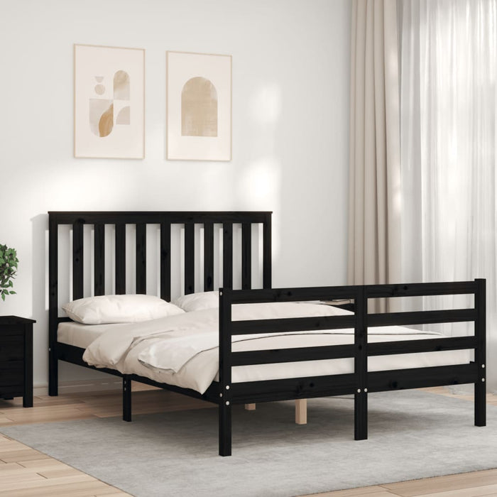 Massivholzbett mit Kopfteil Schwarz 140x200 cm