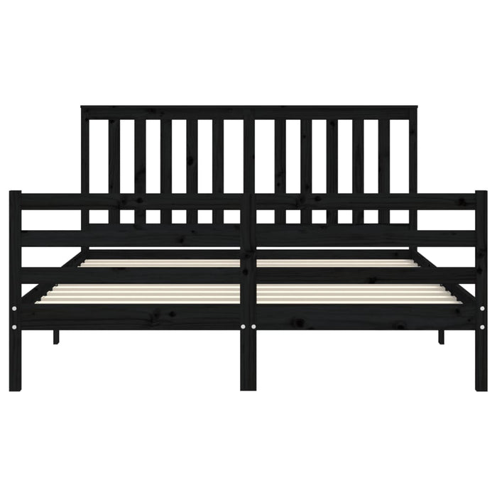 Massivholzbett mit Kopfteil Schwarz 160x200 cm