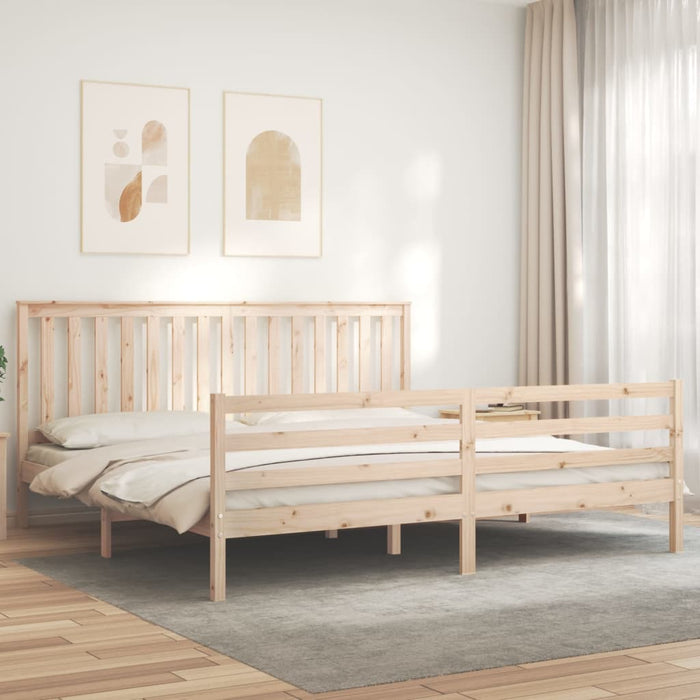Massivholzbett mit Kopfteil 200x200 cm