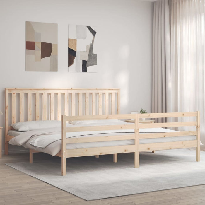 Massivholzbett mit Kopfteil 200x200 cm