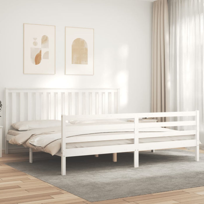 Massivholzbett mit Kopfteil Weiß 200x200 cm