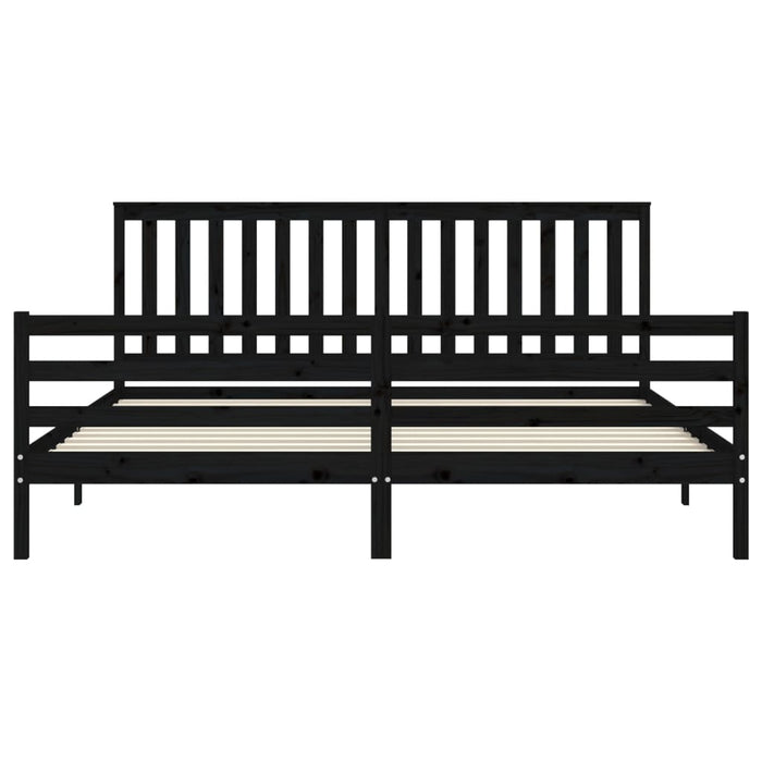 Massivholzbett mit Kopfteil Schwarz 200x200 cm