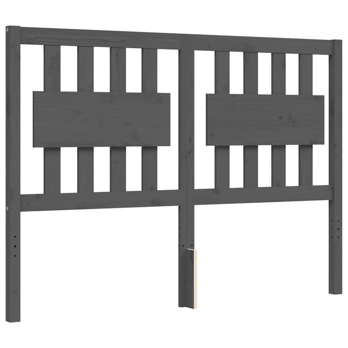 Massivholzbett mit Kopfteil Grau