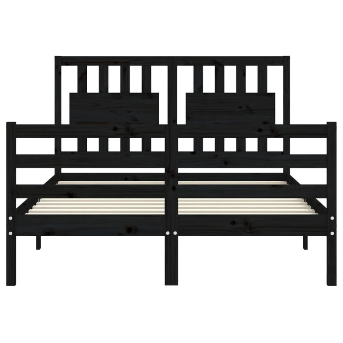 Massivholzbett mit Kopfteil Schwarz
