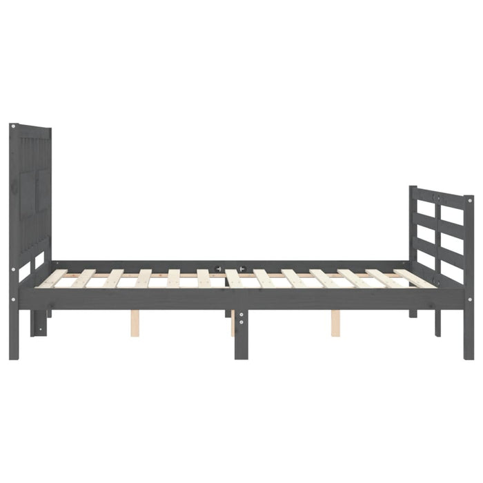 Massivholzbett mit Kopfteil Grau 140x190 cm