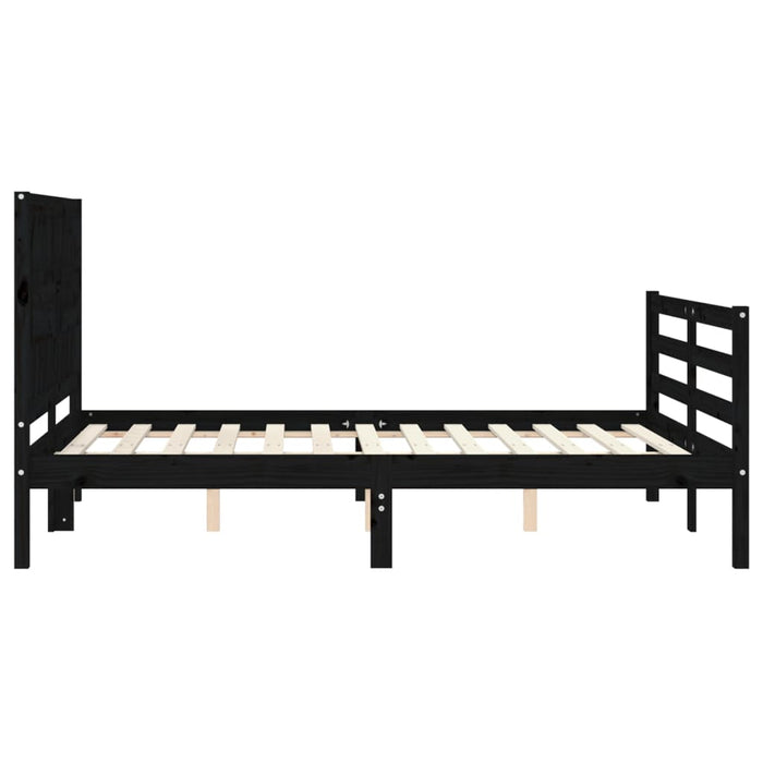Massivholzbett mit Kopfteil Schwarz 140x190 cm