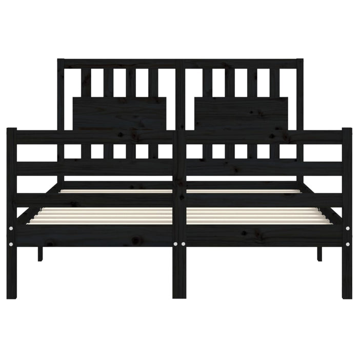 Massivholzbett mit Kopfteil Schwarz 140x190 cm