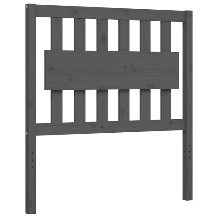 Massivholzbett mit Kopfteil Grau 90x200 cm