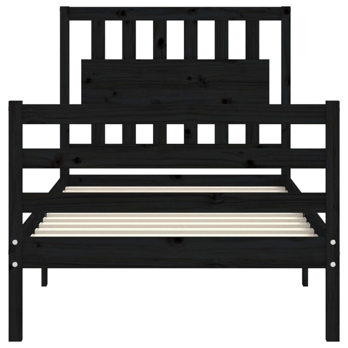 Massivholzbett mit Kopfteil Schwarz 90x200 cm