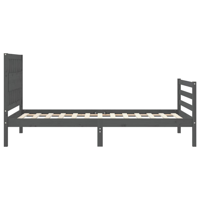 Massivholzbett mit Kopfteil Grau 100x200 cm