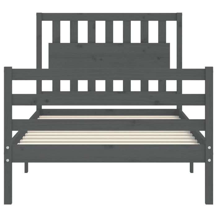 Massivholzbett mit Kopfteil Grau 100x200 cm