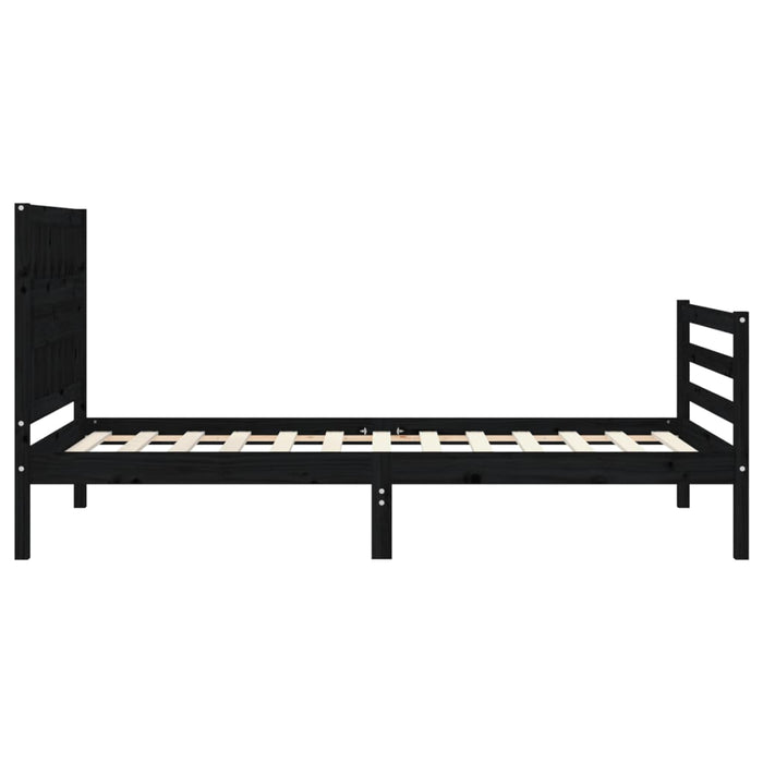 Massivholzbett mit Kopfteil Schwarz 100x200 cm