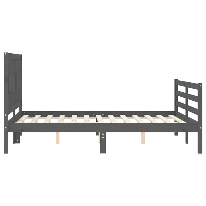 Massivholzbett mit Kopfteil Grau 120x200 cm