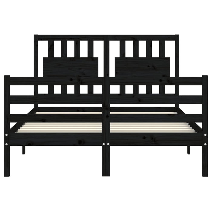Massivholzbett mit Kopfteil Schwarz 120x200 cm