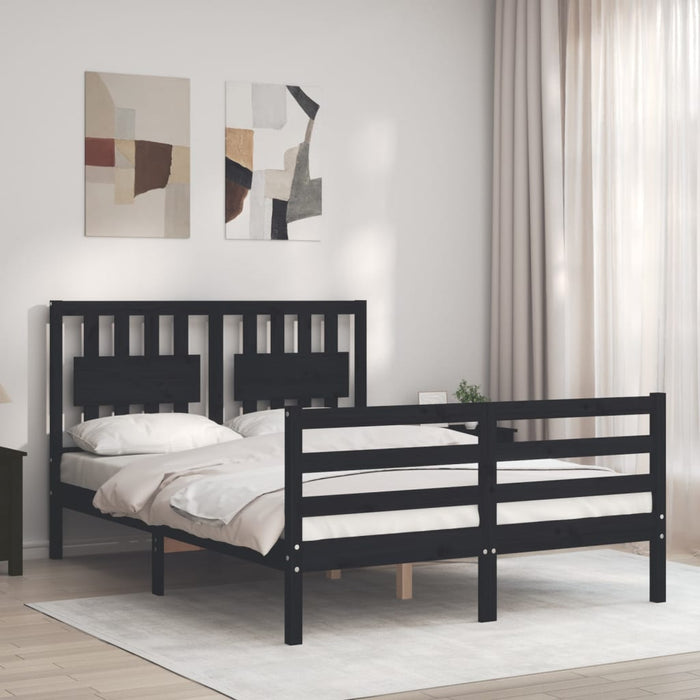 Massivholzbett mit Kopfteil Schwarz 120x200 cm