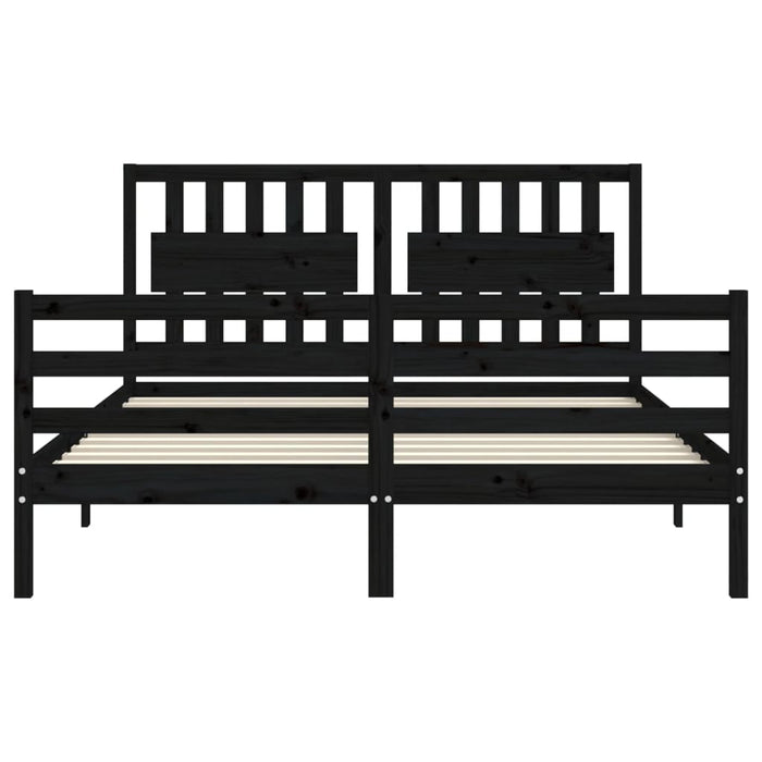 Massivholzbett mit Kopfteil Schwarz