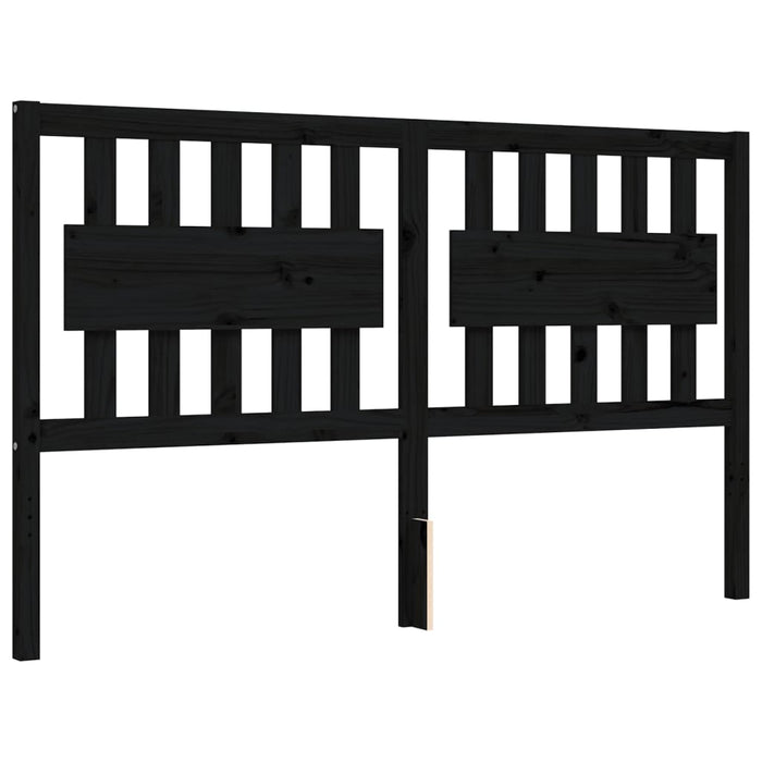 Massivholzbett mit Kopfteil Schwarz