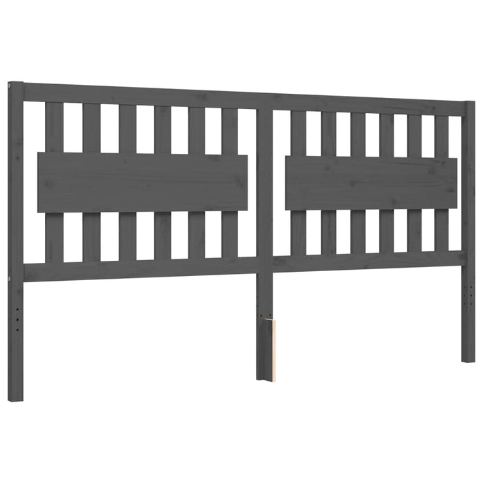 Massivholzbett mit Kopfteil Grau