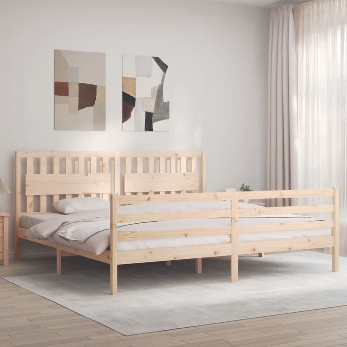 Massivholzbett mit Kopfteil 200x200 cm