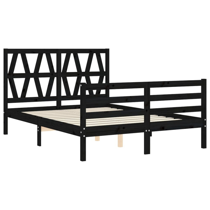 Massivholzbett mit Kopfteil Schwarz