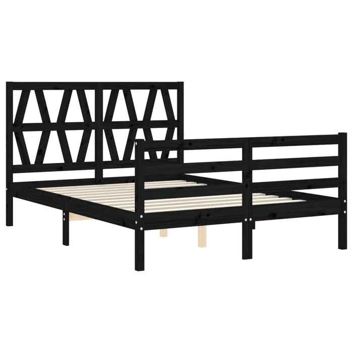 Massivholzbett mit Kopfteil Schwarz 140x190 cm