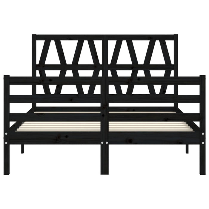 Massivholzbett mit Kopfteil Schwarz 140x190 cm
