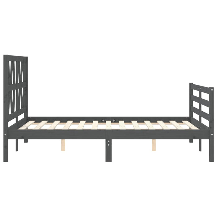 Massivholzbett mit Kopfteil Grau 120x200 cm
