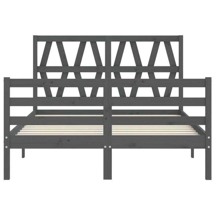 Massivholzbett mit Kopfteil Grau 120x200 cm