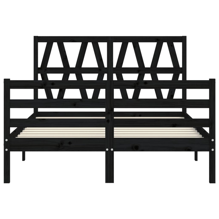 Massivholzbett mit Kopfteil Schwarz 120x200 cm
