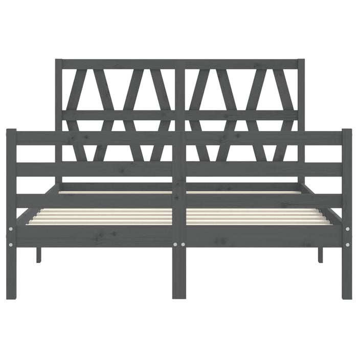 Massivholzbett mit Kopfteil Grau 140x200 cm
