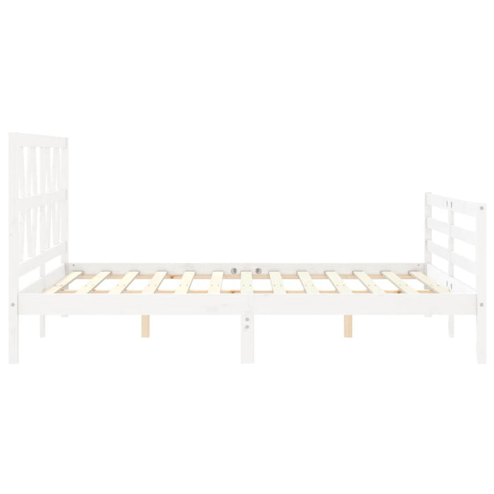 Massivholzbett mit Kopfteil Weiß 160x200 cm