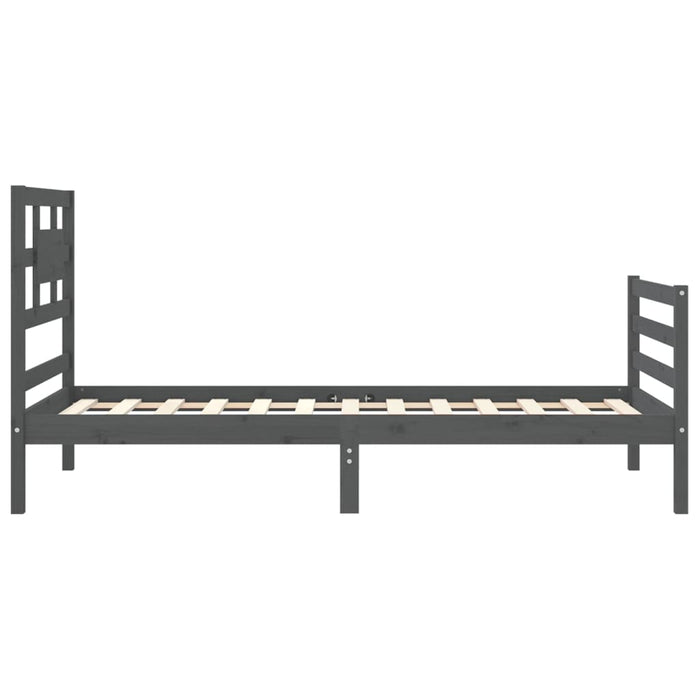 Massivholzbett mit Kopfteil Grau 90x200 cm