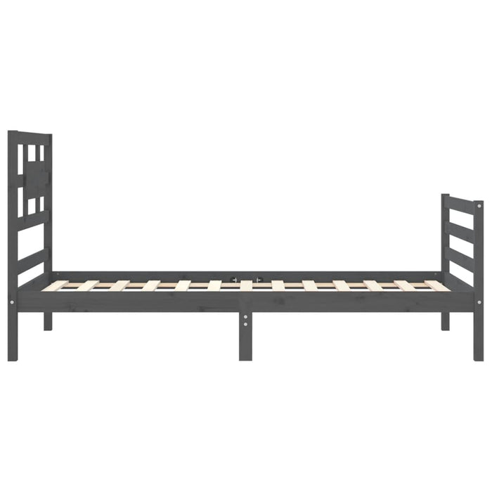 Massivholzbett mit Kopfteil Grau 100x200 cm