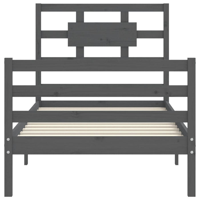 Massivholzbett mit Kopfteil Grau 100x200 cm