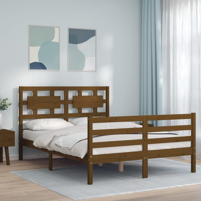 Massivholzbett mit Kopfteil Honigbraun 120x200 cm