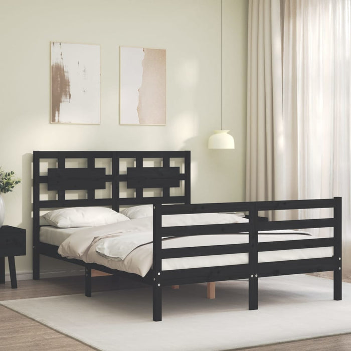 Massivholzbett mit Kopfteil Schwarz 120x200 cm