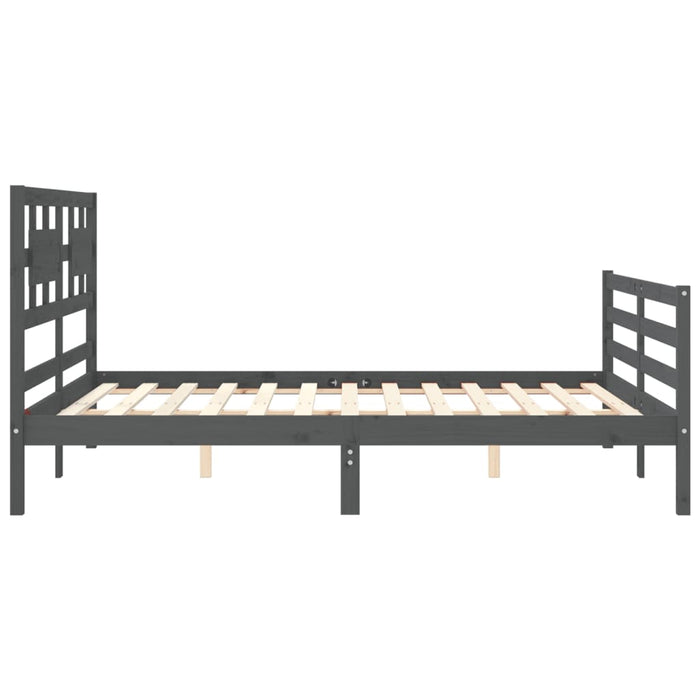 Massivholzbett mit Kopfteil Grau 160x200 cm