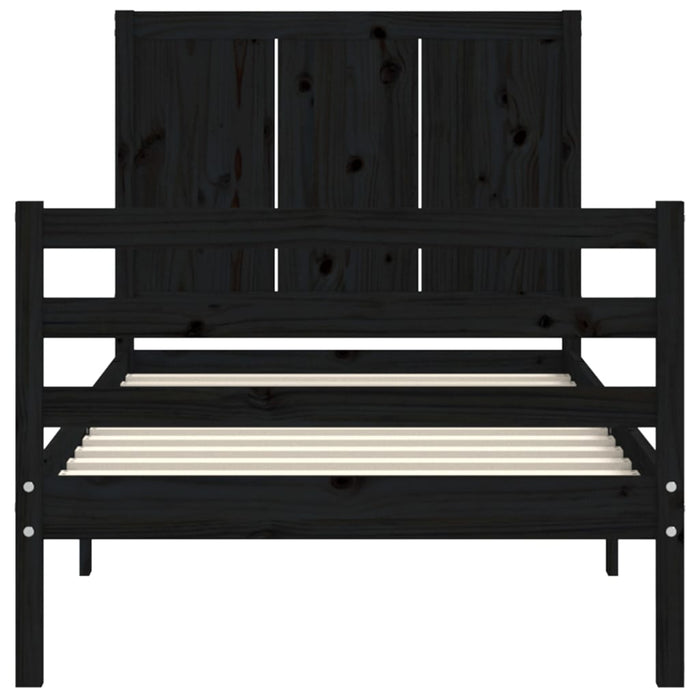 Massivholzbett mit Kopfteil Schwarz 90x200 cm