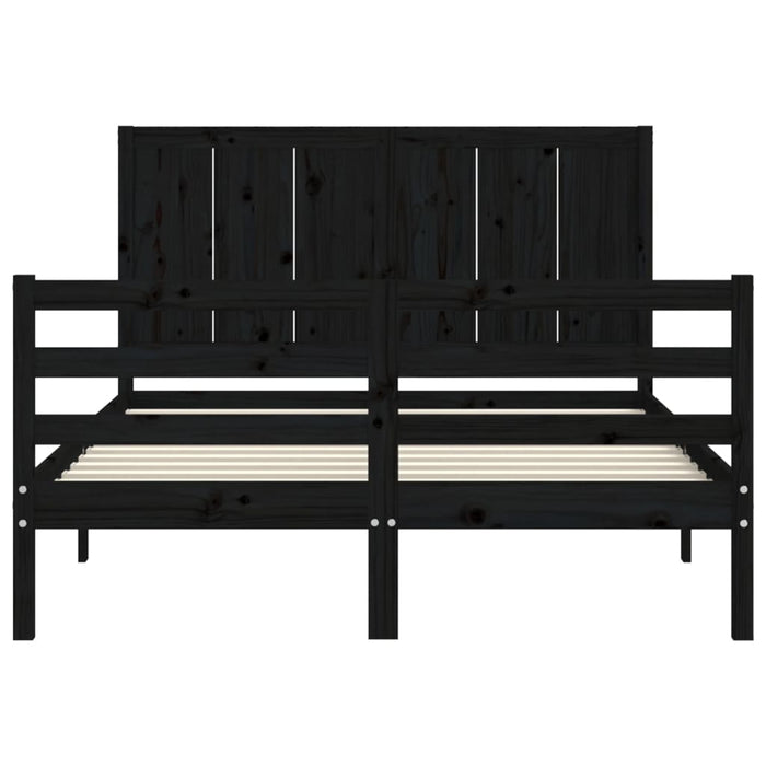 Massivholzbett mit Kopfteil Schwarz 120x200 cm