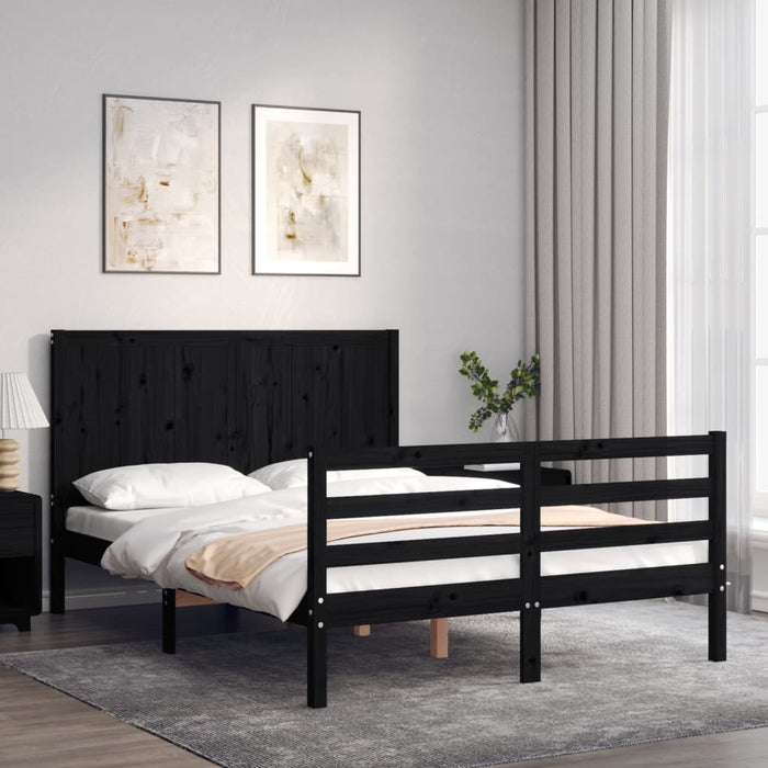 Massivholzbett mit Kopfteil Schwarz 120x200 cm