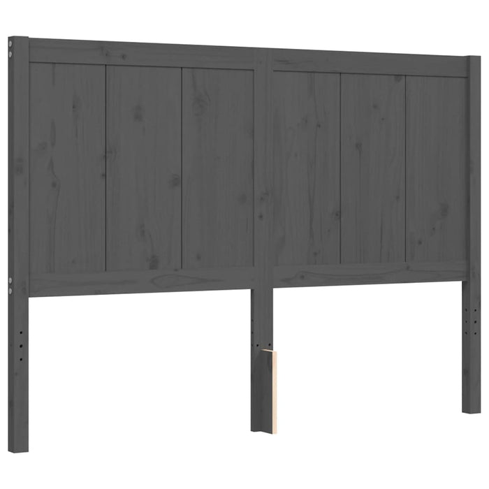 Massivholzbett mit Kopfteil Grau 140x200 cm