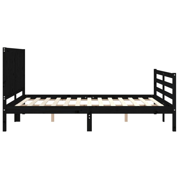 Massivholzbett mit Kopfteil Schwarz 160x200 cm