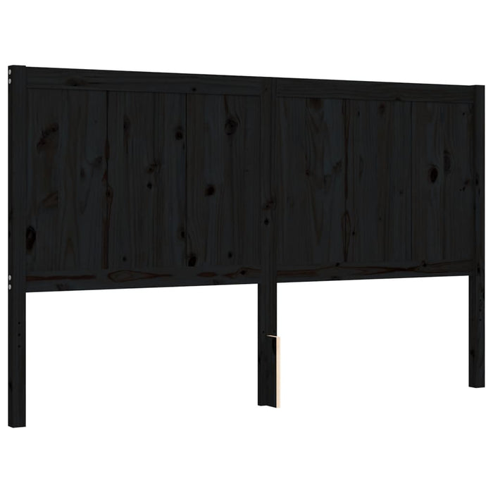 Massivholzbett mit Kopfteil Schwarz 160x200 cm