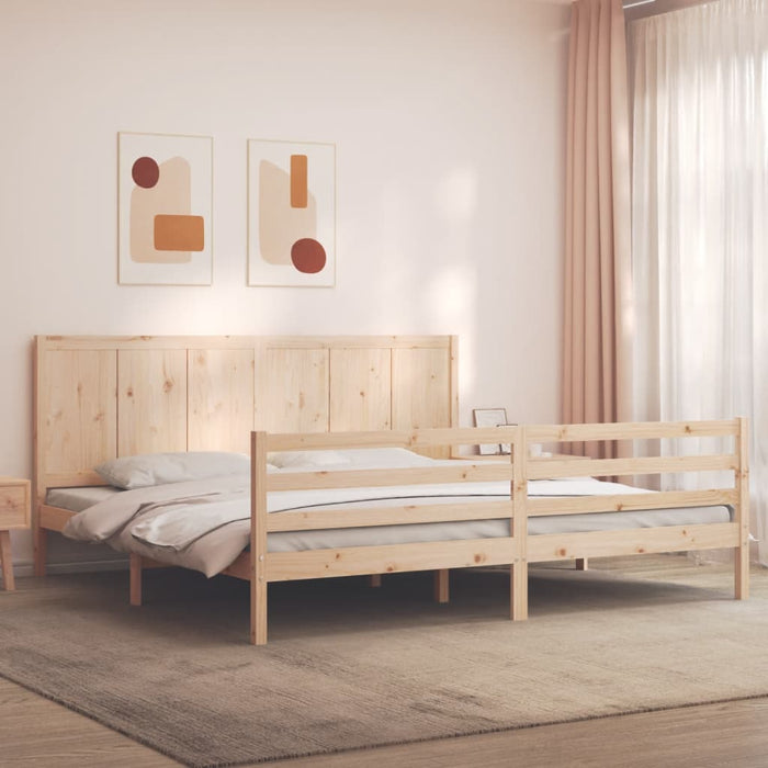 Massivholzbett mit Kopfteil 200x200 cm