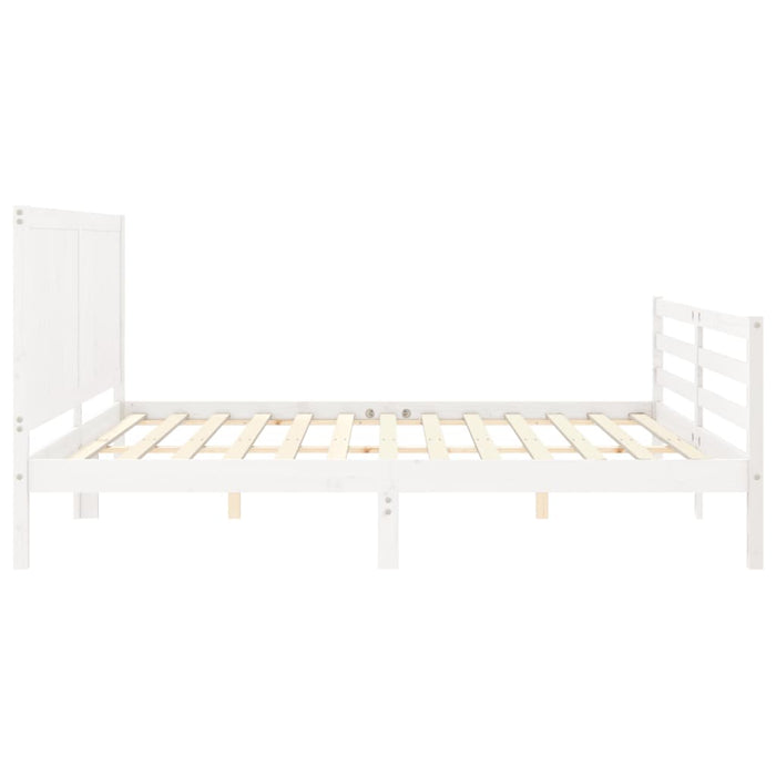Massivholzbett mit Kopfteil Weiß 200x200 cm
